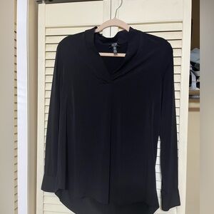 Stretchy black v neck blouse